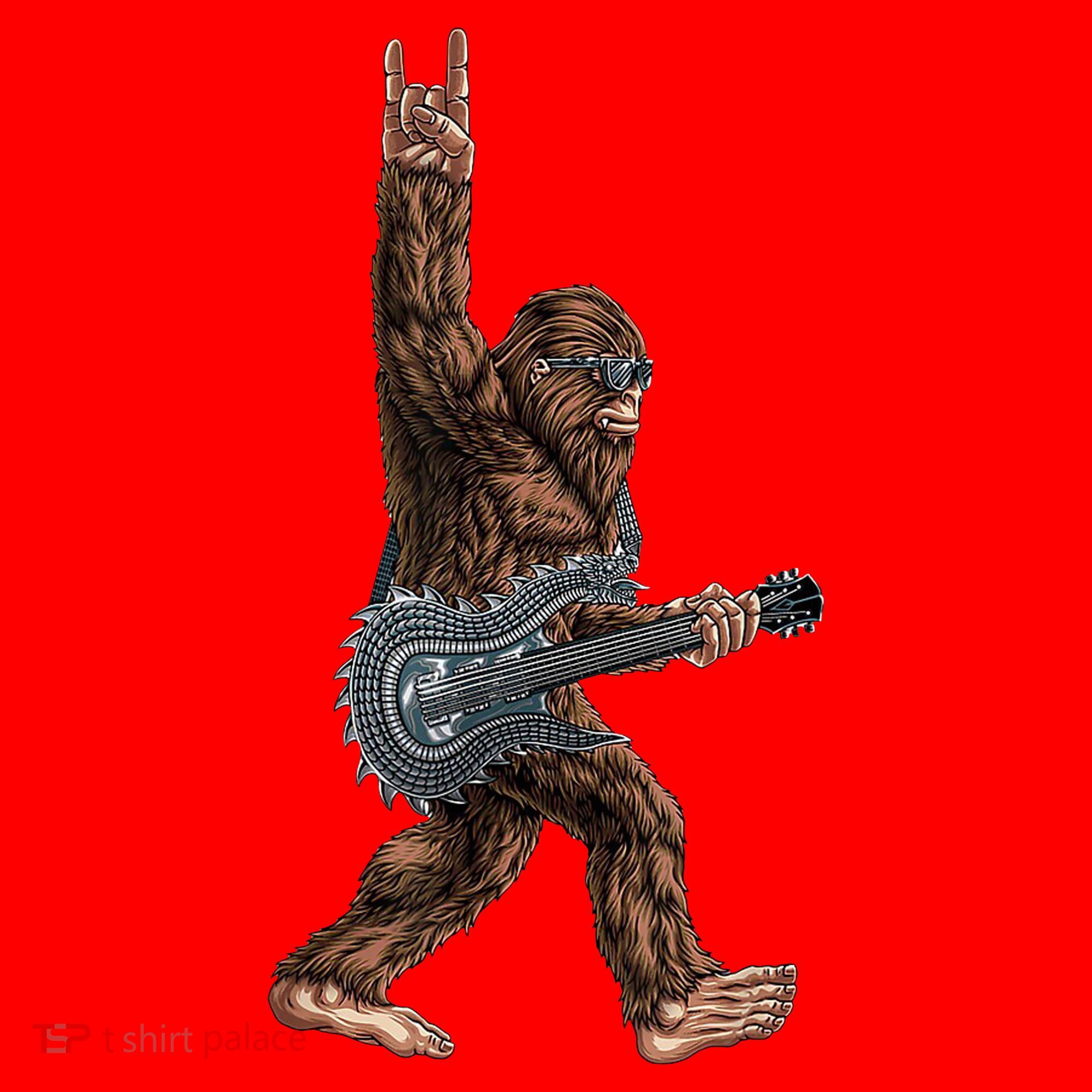 Bigfoot Guitar Rock On Santa Hat