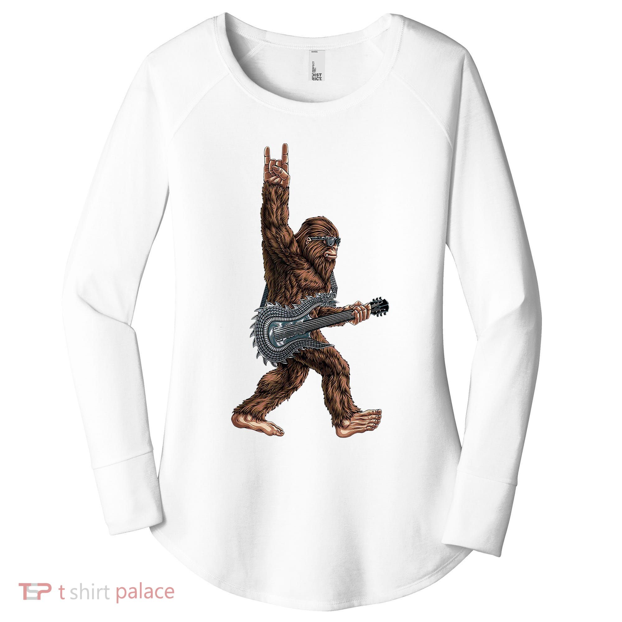 Bigfoot Guitar Rock On Women's Perfect Tri Tunic Long Sleeve Shirt