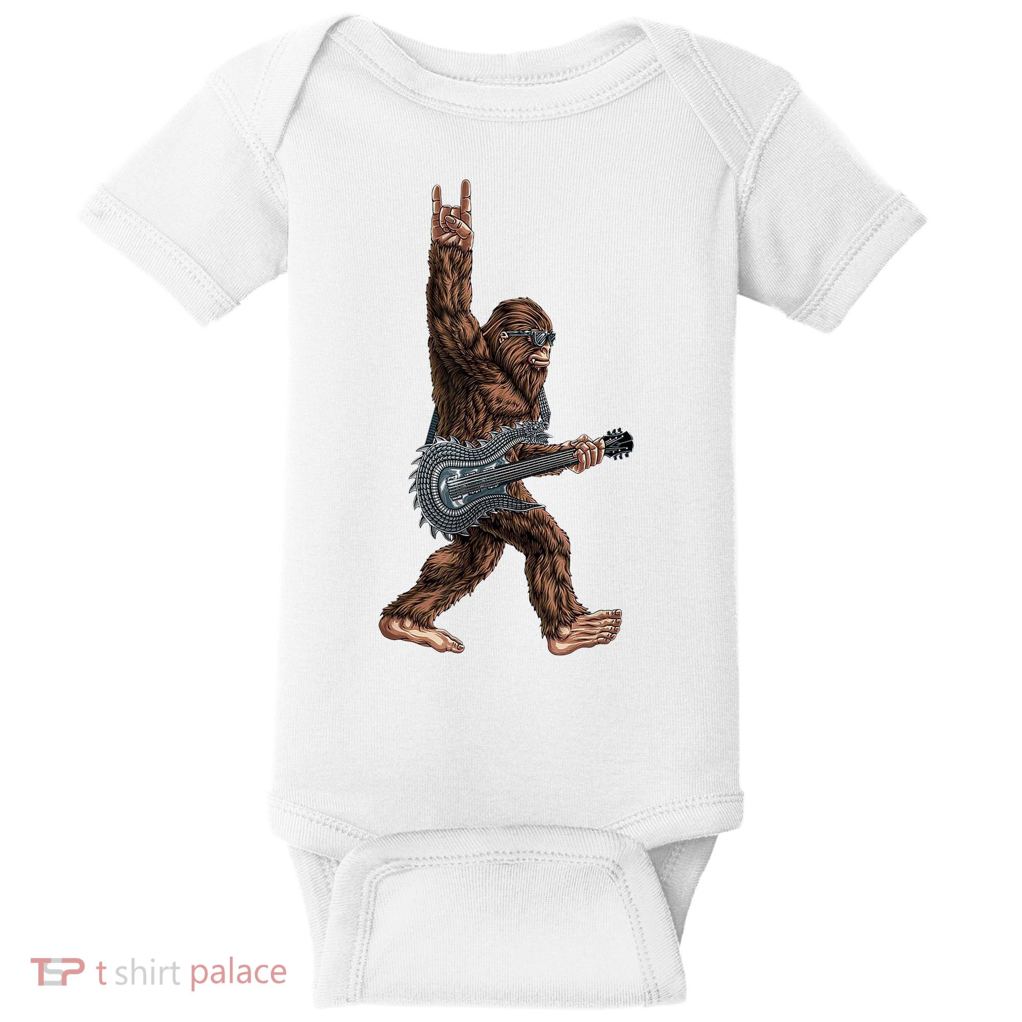 Bigfoot Guitar Rock On Baby Bodysuit
