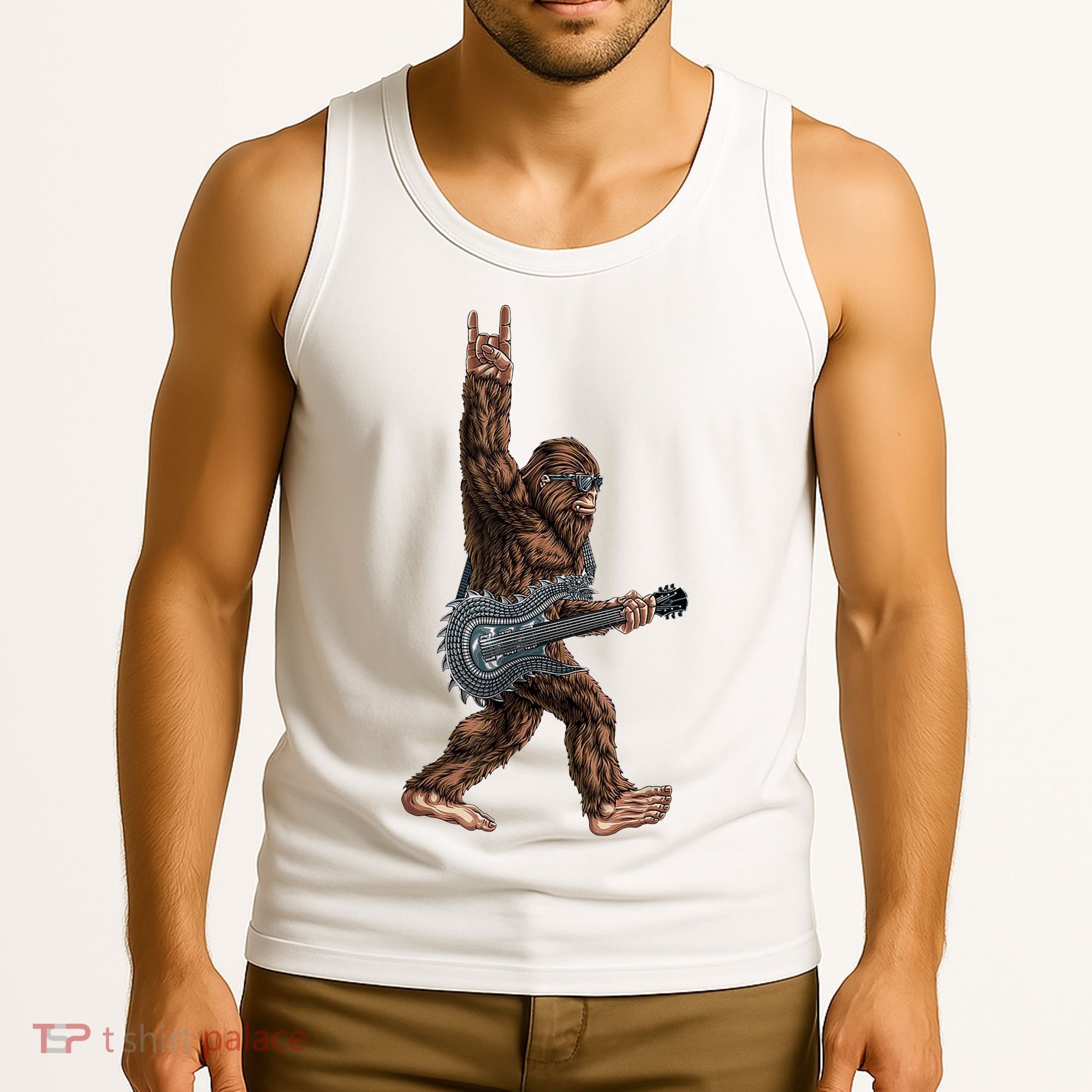 Bigfoot Guitar Rock On Tank Top