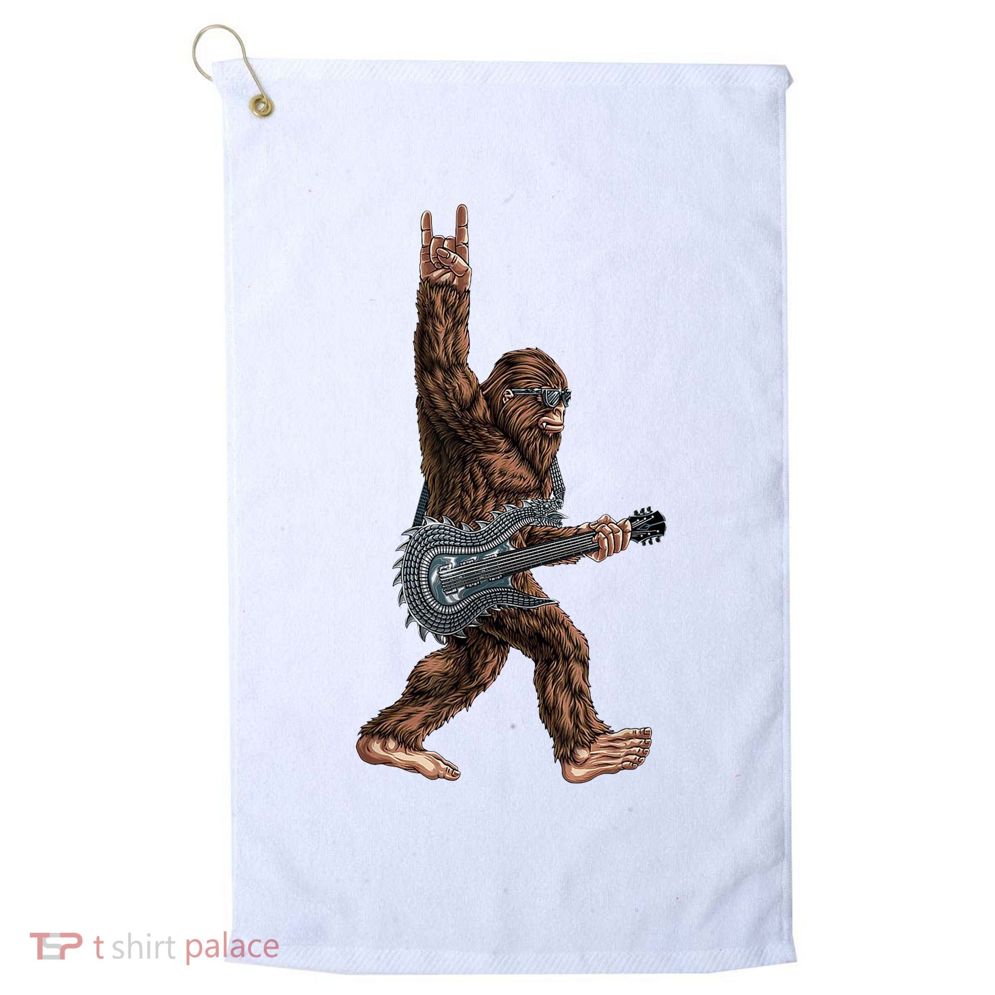 Bigfoot Guitar Rock On Golf Towel