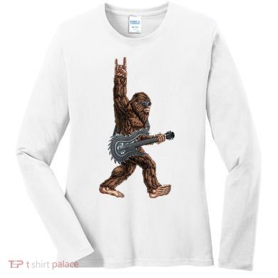 Bigfoot Guitar Rock On Women's Long Sleeve Shirt