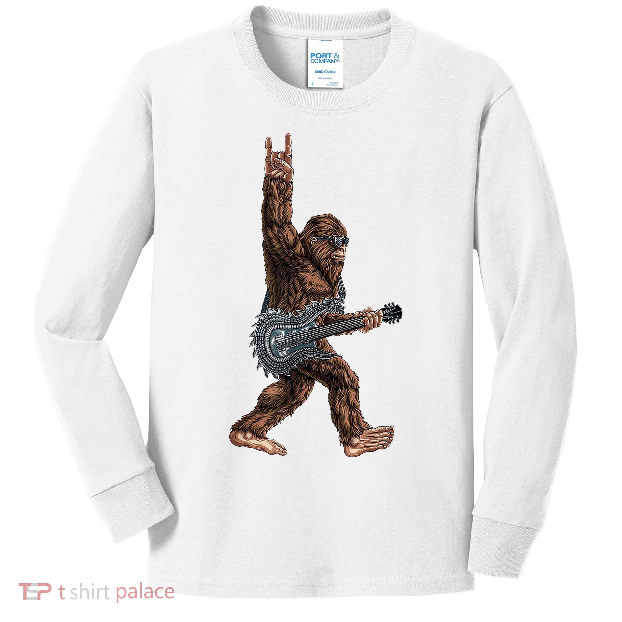 Bigfoot Guitar Rock On Kids Long Sleeve Shirt