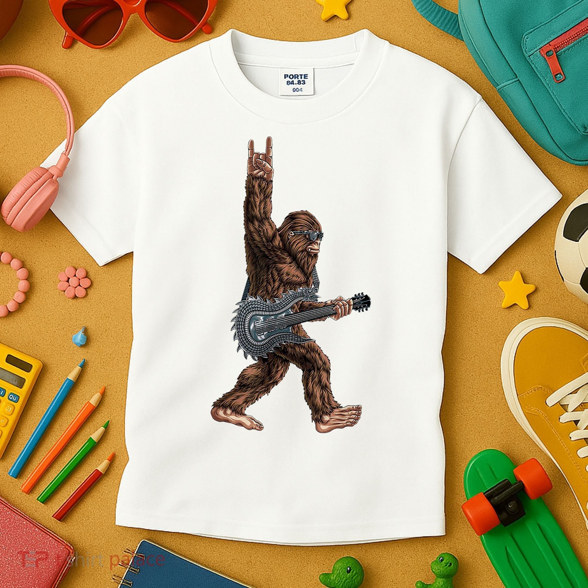 Bigfoot Guitar Rock On Kids T-Shirt
