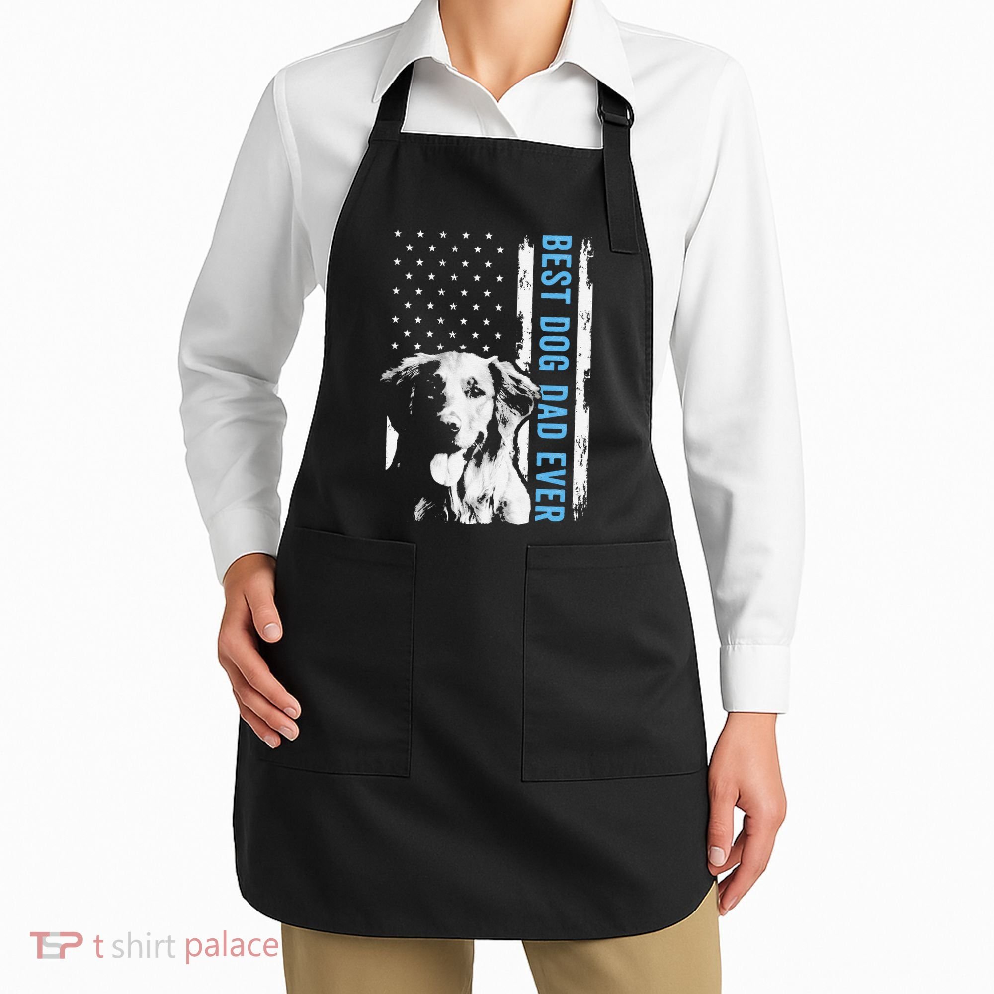 Best Golden Retriever Dad Ever American Flag Dog Dad Apron