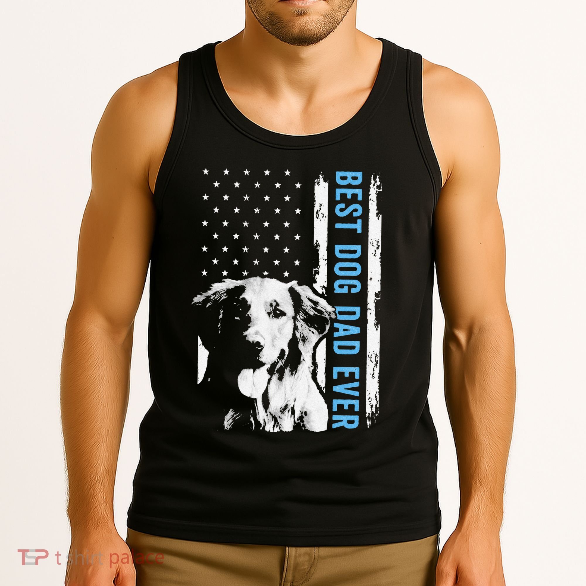 Best Golden Retriever Dad Ever American Flag Dog Dad Tank Top