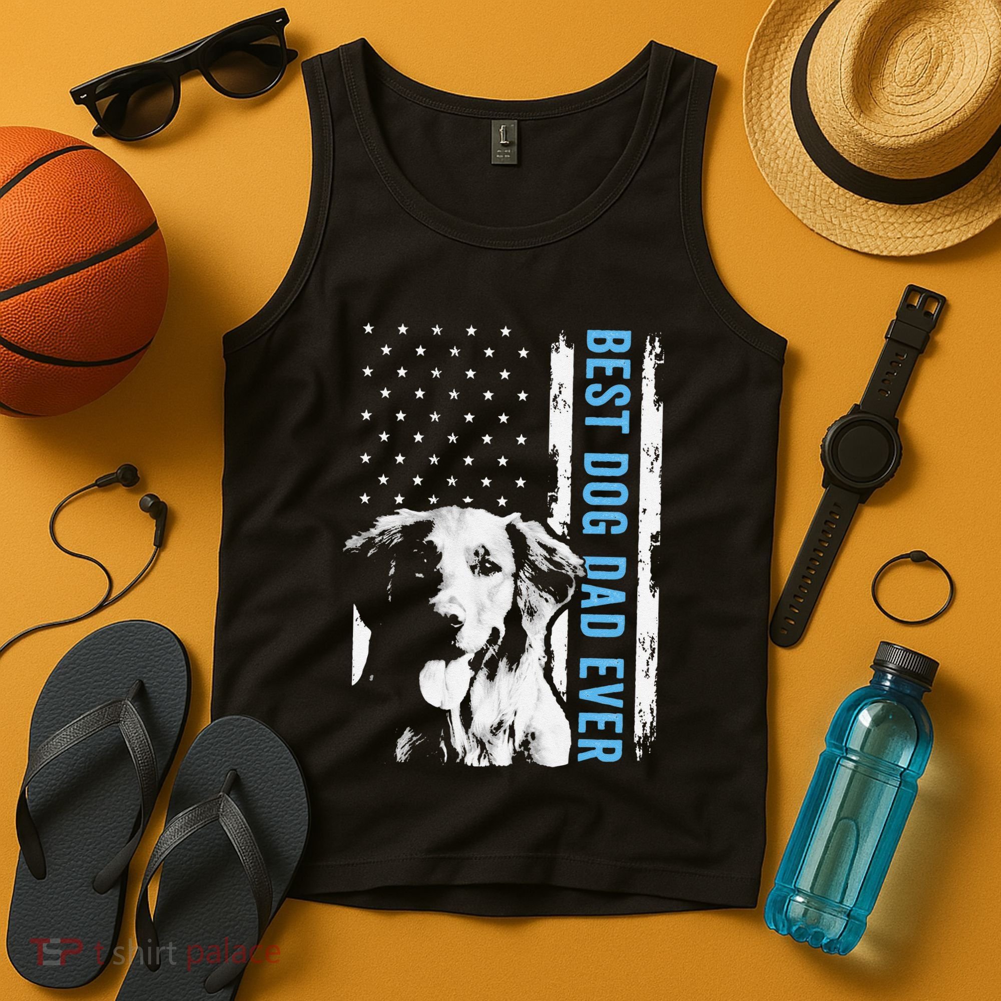 Best Golden Retriever Dad Ever American Flag Dog Dad Tank Top