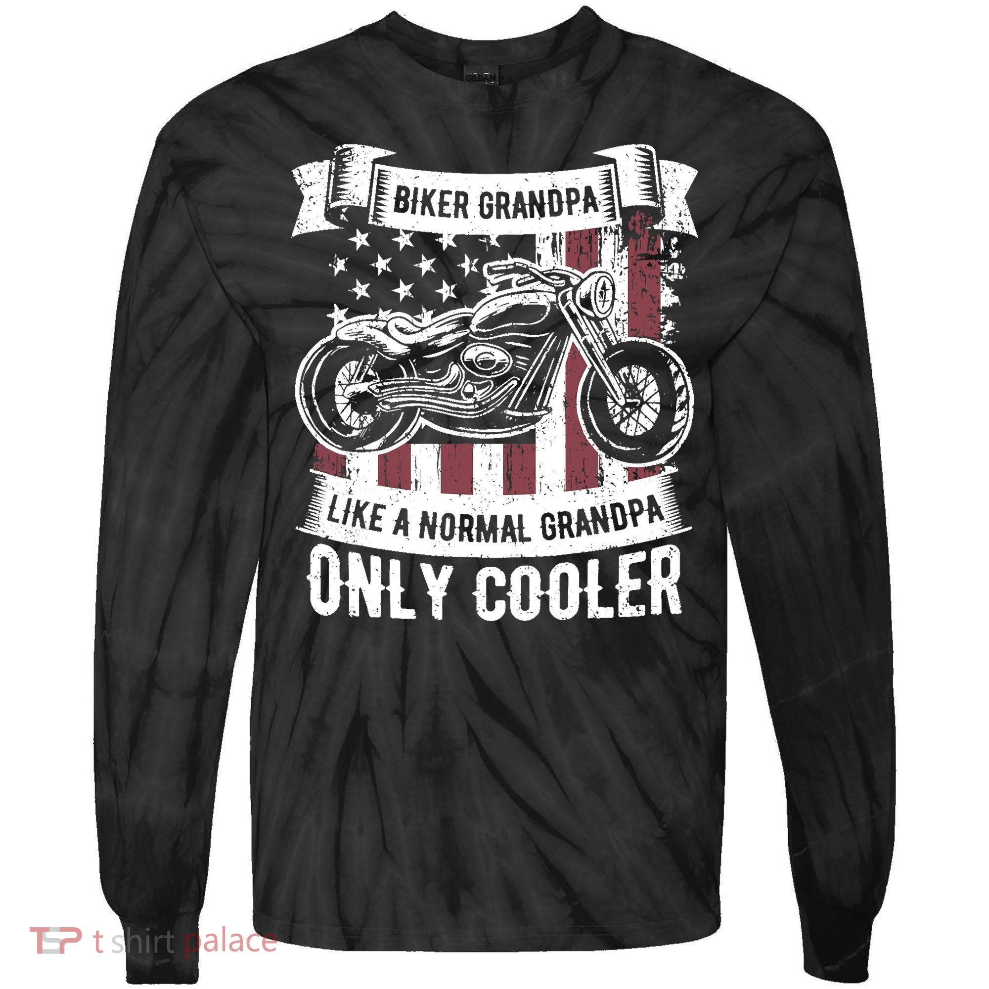Biker Grandpa Ride Motorcycles Motorcycle Lovers Rider Gift Tie-Dye Long Sleeve Shirt