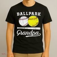 Ballpark Grandpa Softball Baseball Grandpa Of Ballers T-Shirt thumb 3