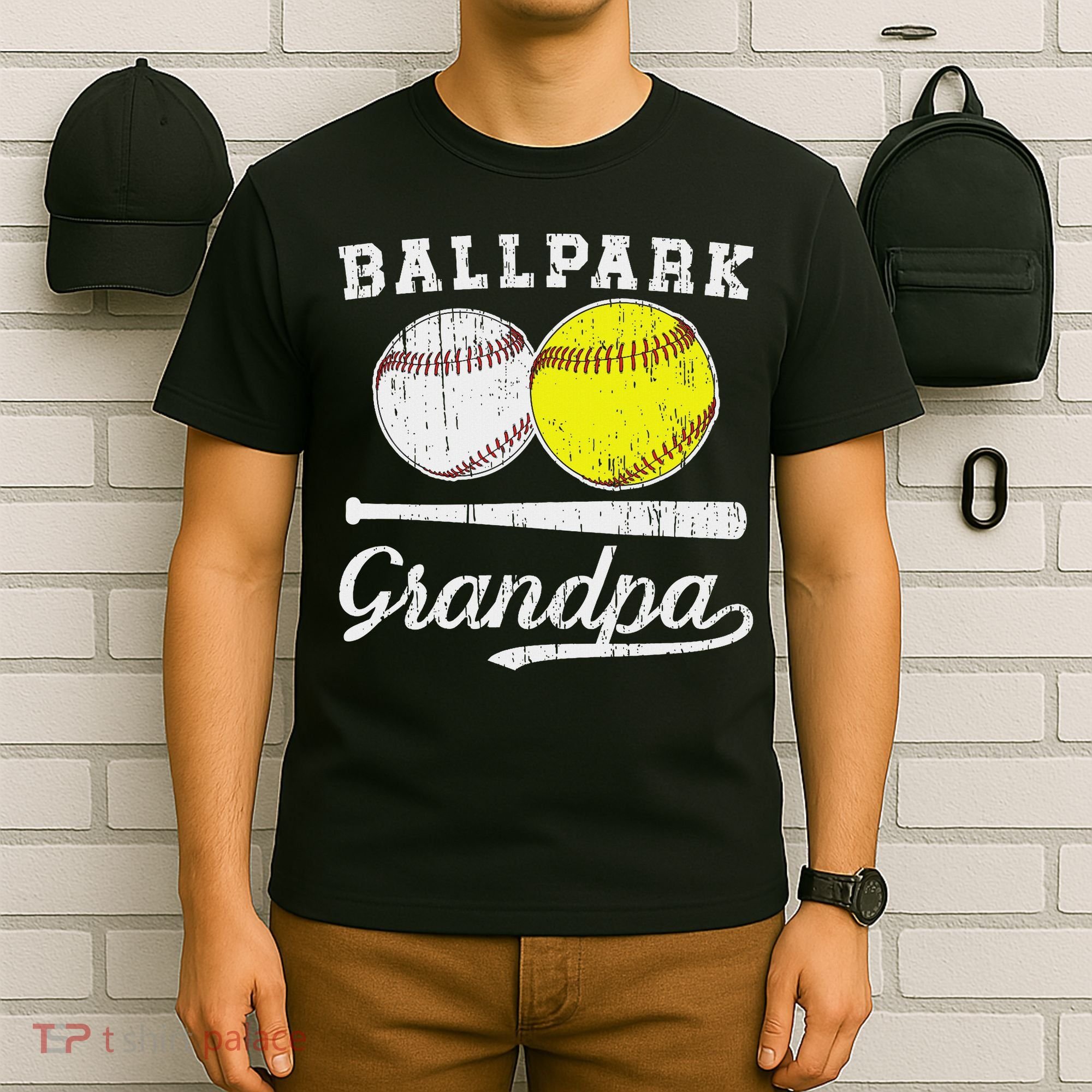 Ballpark Grandpa Softball Baseball Grandpa Of Ballers T-Shirt
