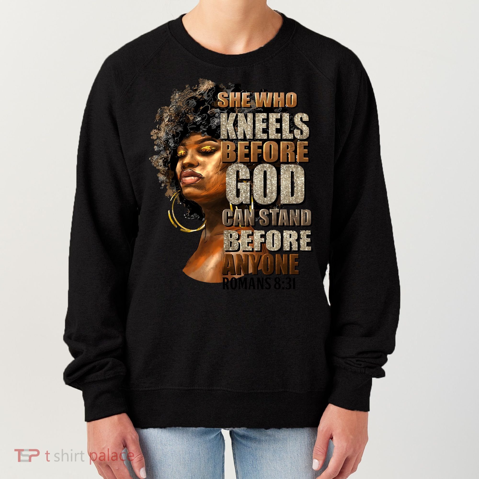 Black Girl She Who Kneels Before God Christian Afro Women's Sweatshirt
