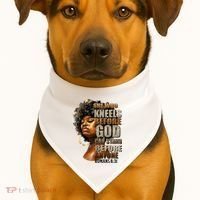 Black Girl She Who Kneels Before God Christian Afro USA-Made Doggie Bandana thumb 1