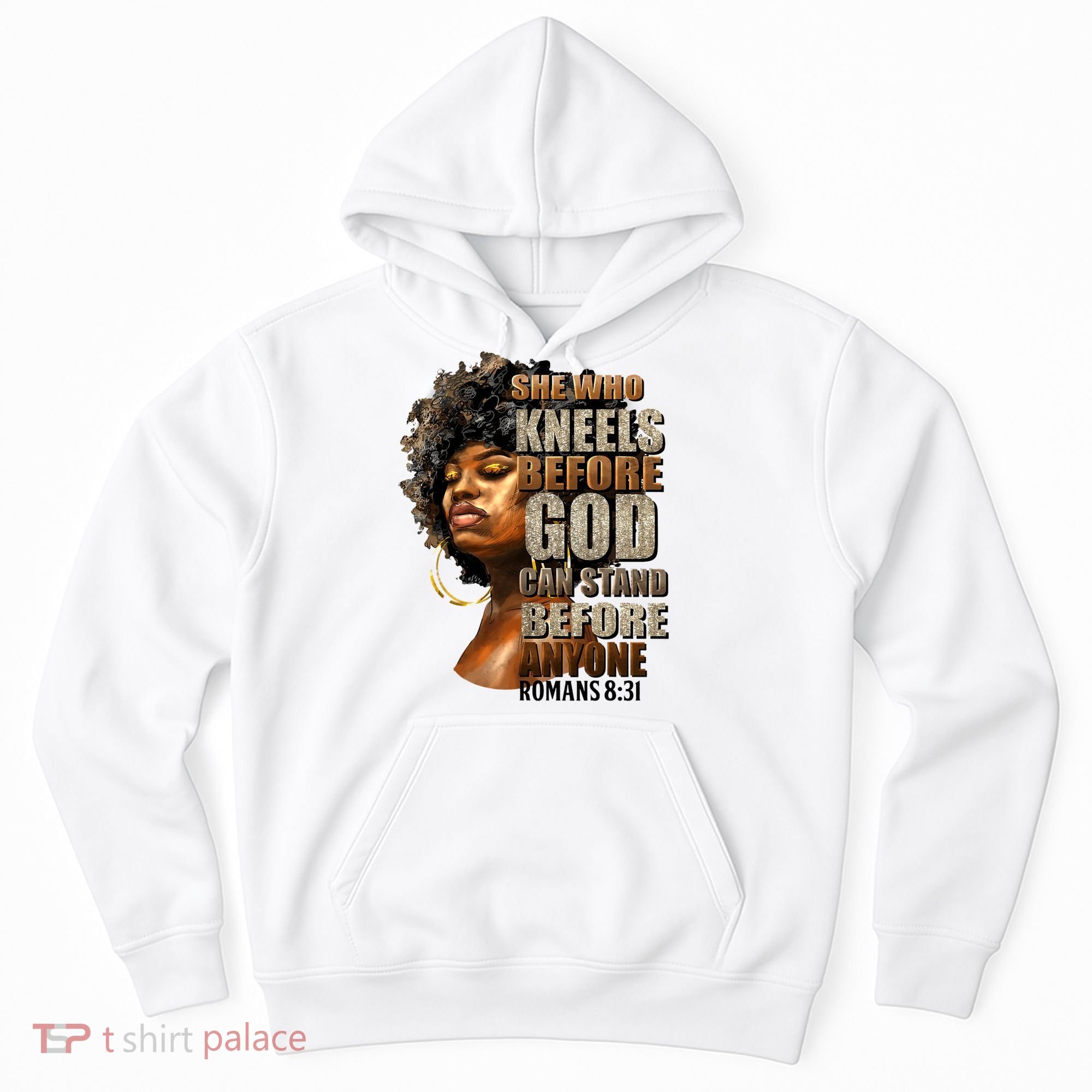 Black Girl She Who Kneels Before God Christian Afro Hoodie