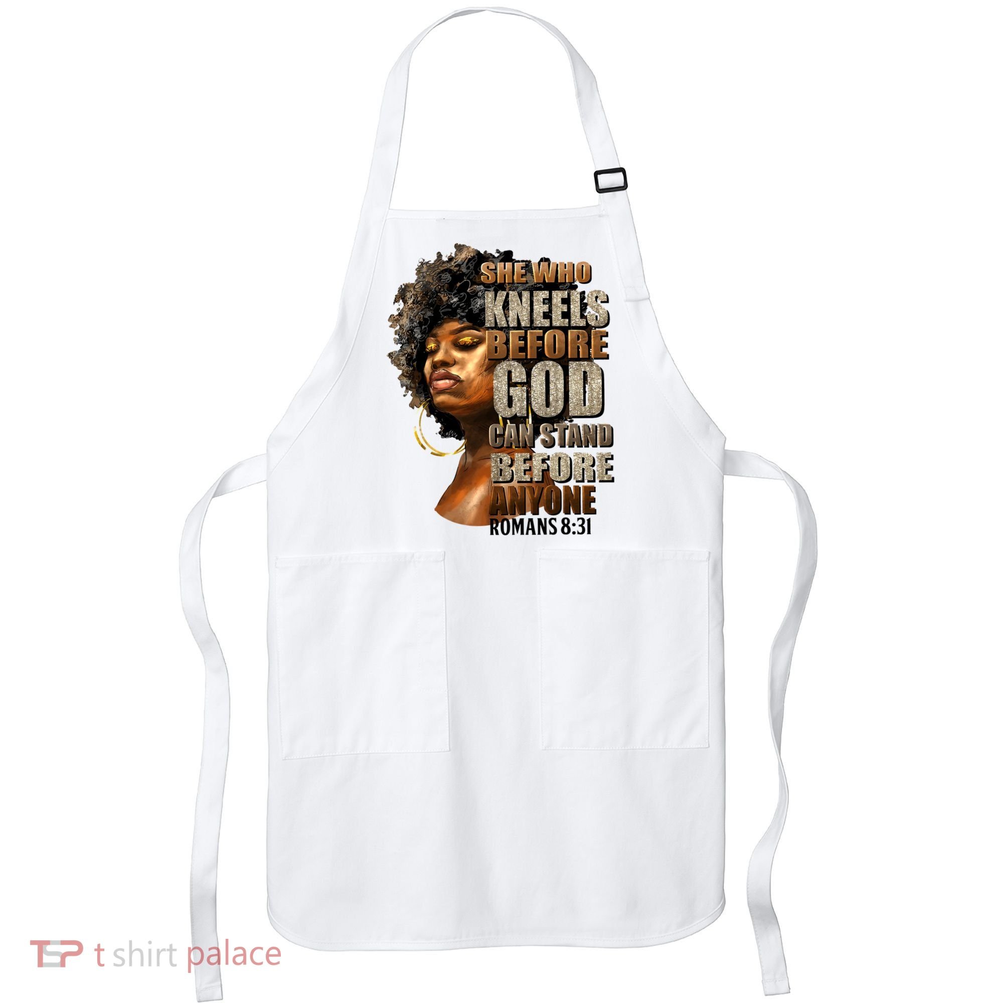Black Girl She Who Kneels Before God Christian Afro Apron