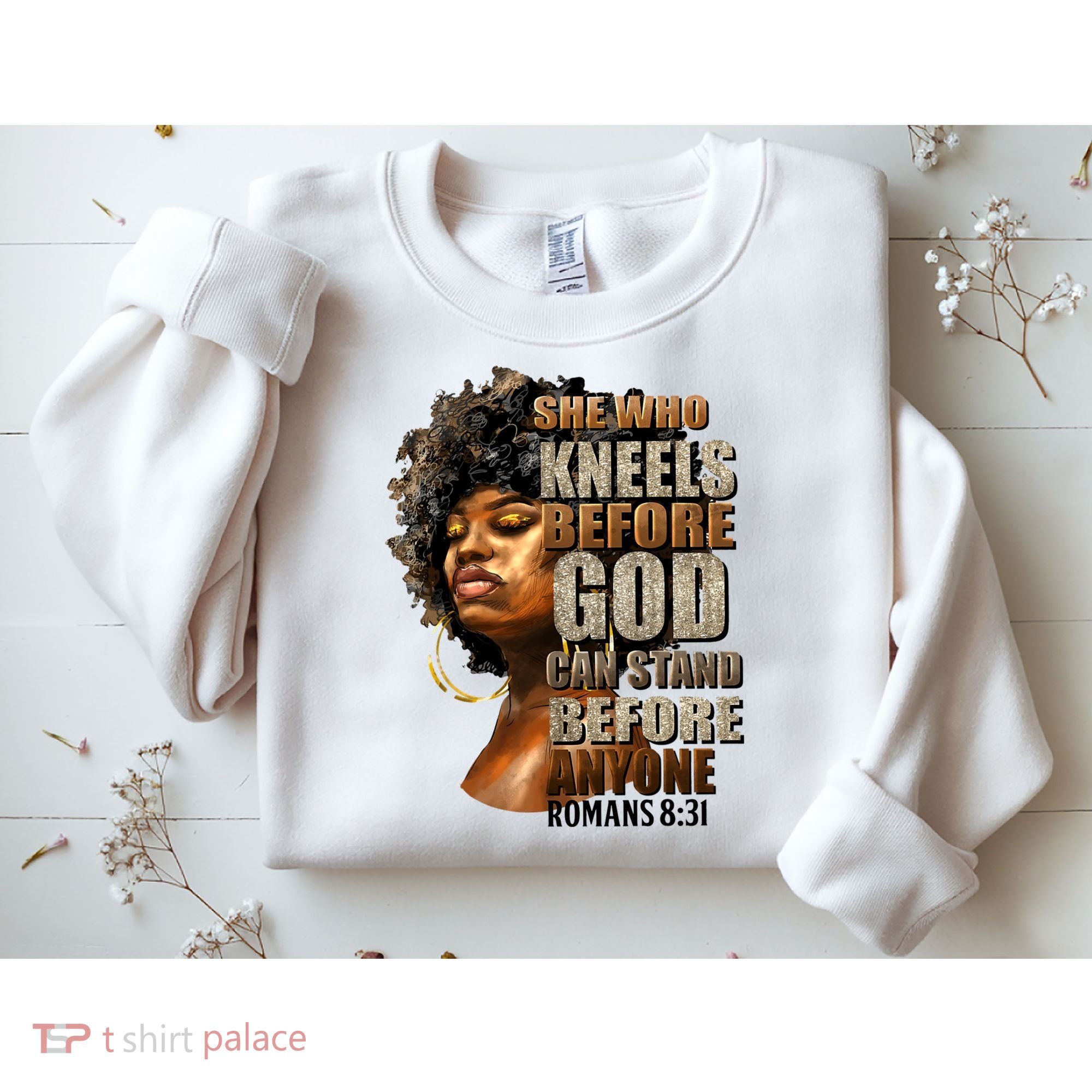 Black Girl She Who Kneels Before God Christian Afro Sweatshirt