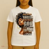 Black Girl She Who Kneels Before God Christian Afro T-Shirt thumb 4