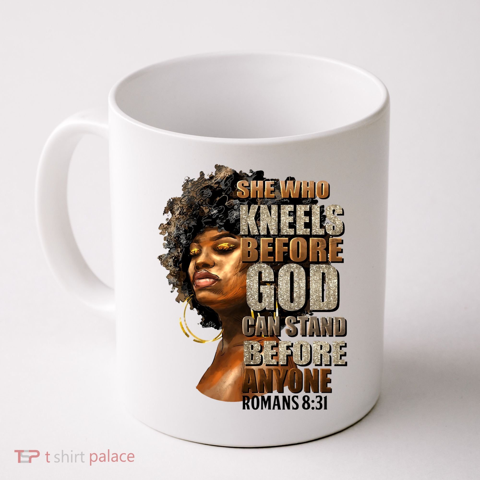 Black Girl She Who Kneels Before God Christian Afro Coffee Mug