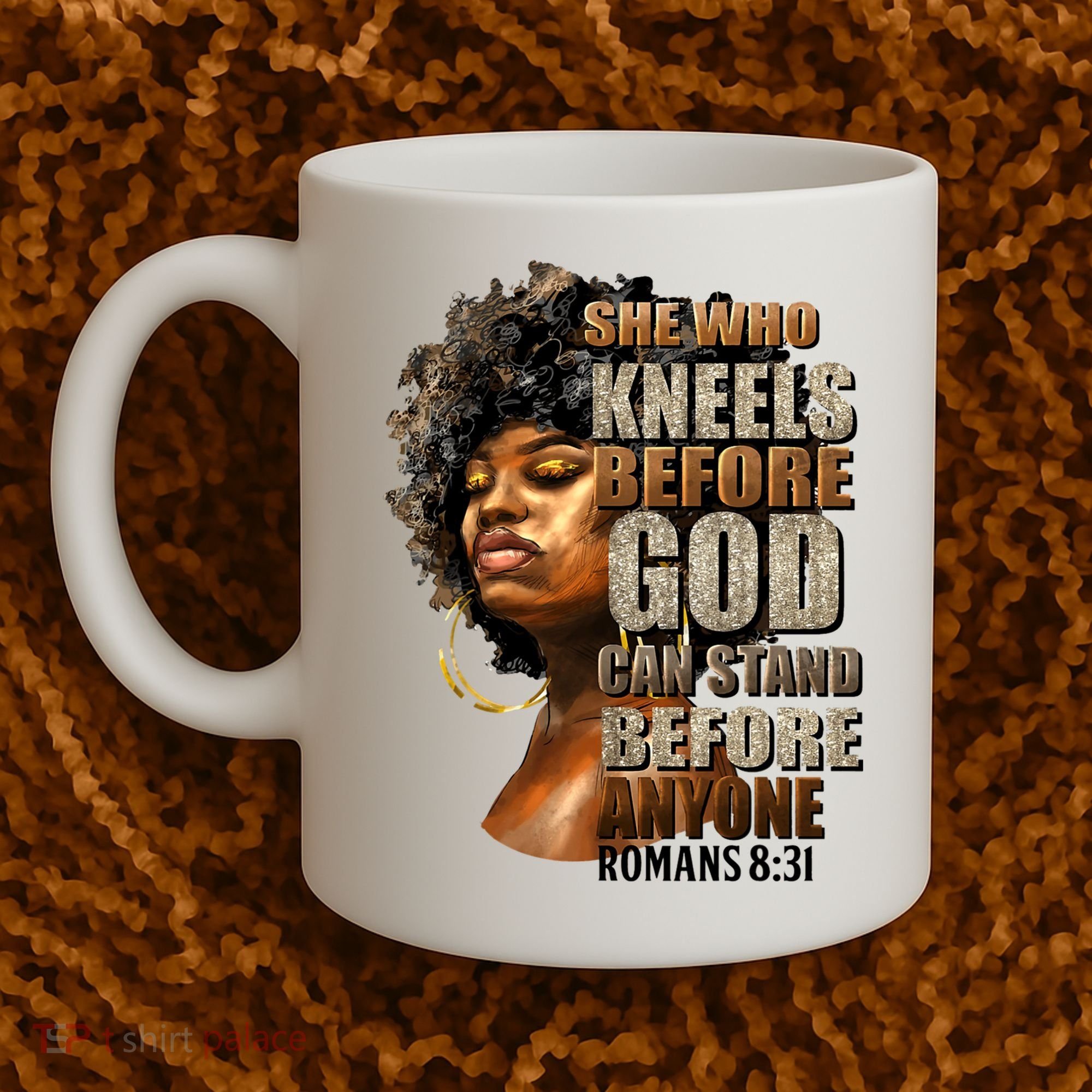 Black Girl She Who Kneels Before God Christian Afro Coffee Mug