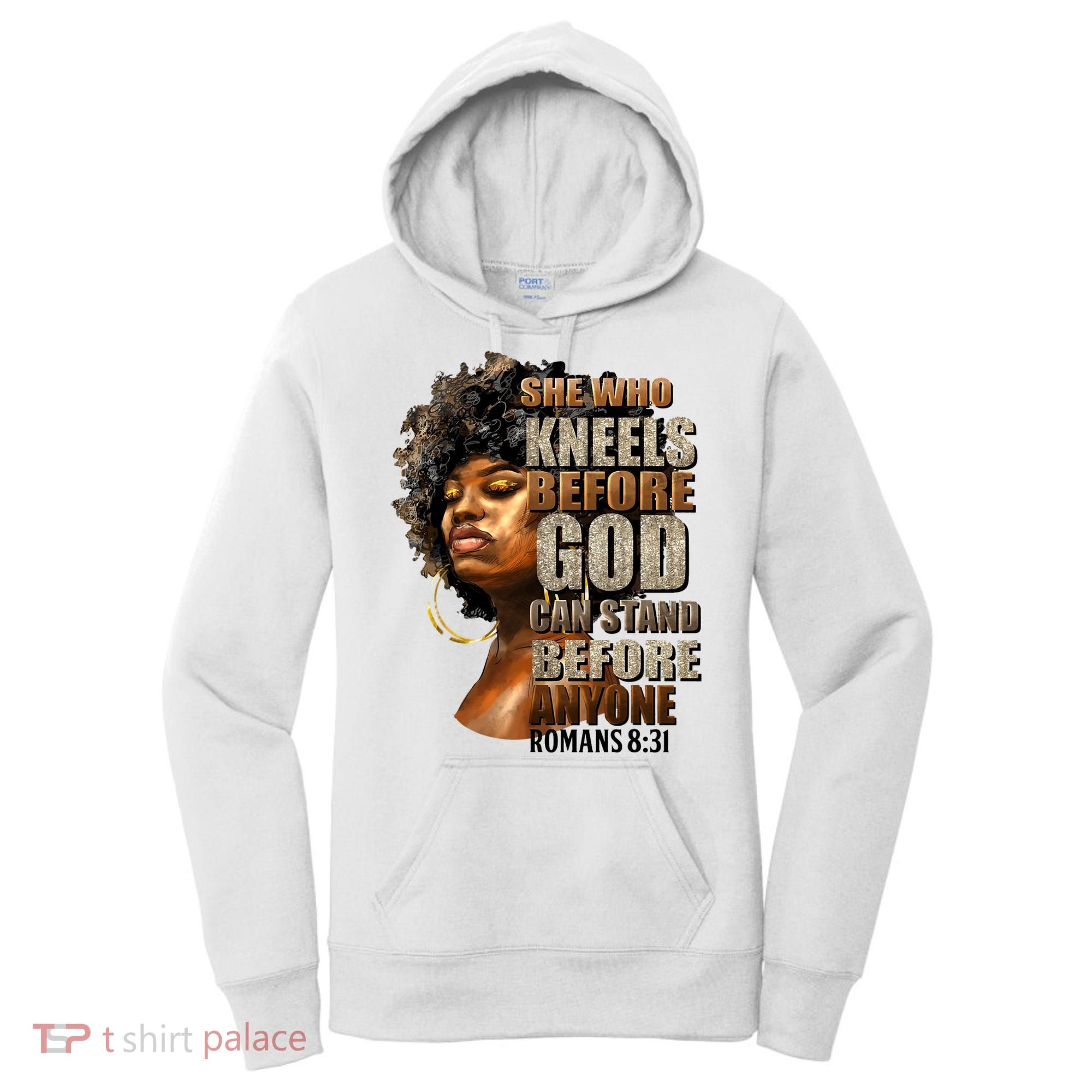 Black Girl She Who Kneels Before God Christian Afro Women's Hoodie