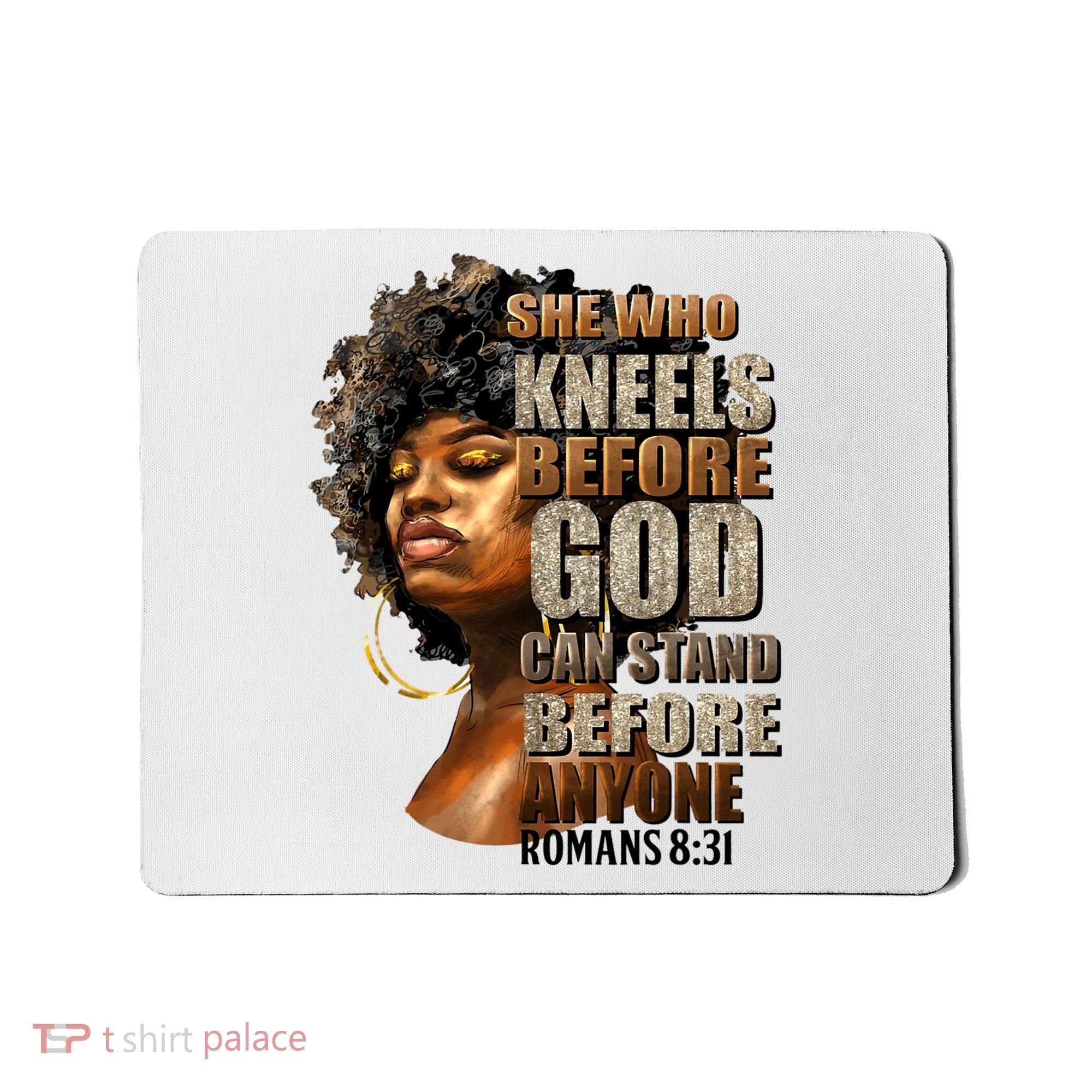 Black Girl She Who Kneels Before God Christian Afro Mousepad