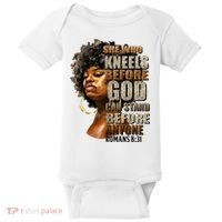 Black Girl She Who Kneels Before God Christian Afro Baby Bodysuit thumb 0