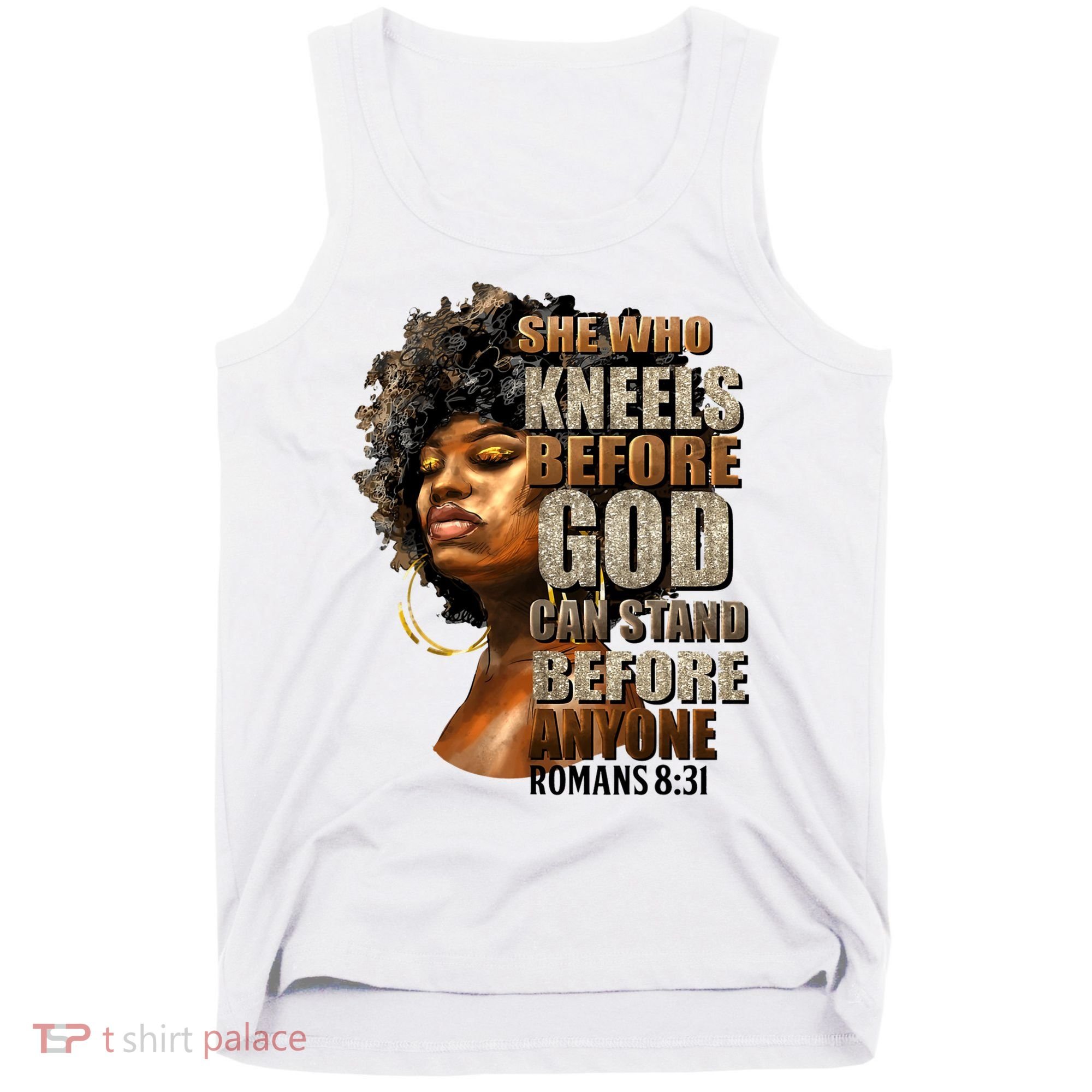 Black Girl She Who Kneels Before God Christian Afro Tank Top