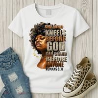 Black Girl She Who Kneels Before God Christian Afro Women's T-Shirt thumb 3