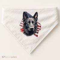 Black German Shepherd 4th Of July Dog Lover American Flag USA-Made Doggie Bandana thumb 0