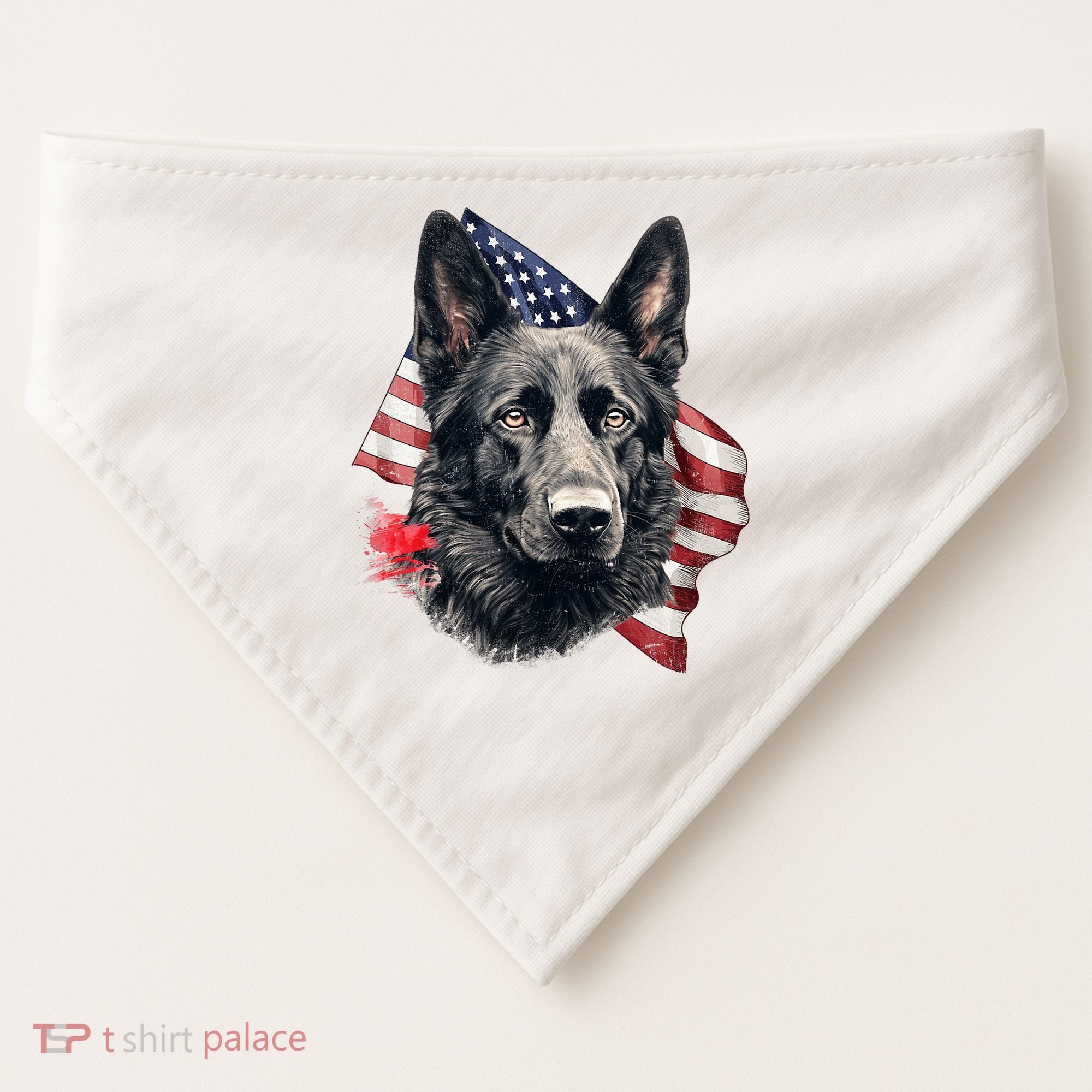 Black German Shepherd 4th Of July Dog Lover American Flag USA-Made Doggie Bandana