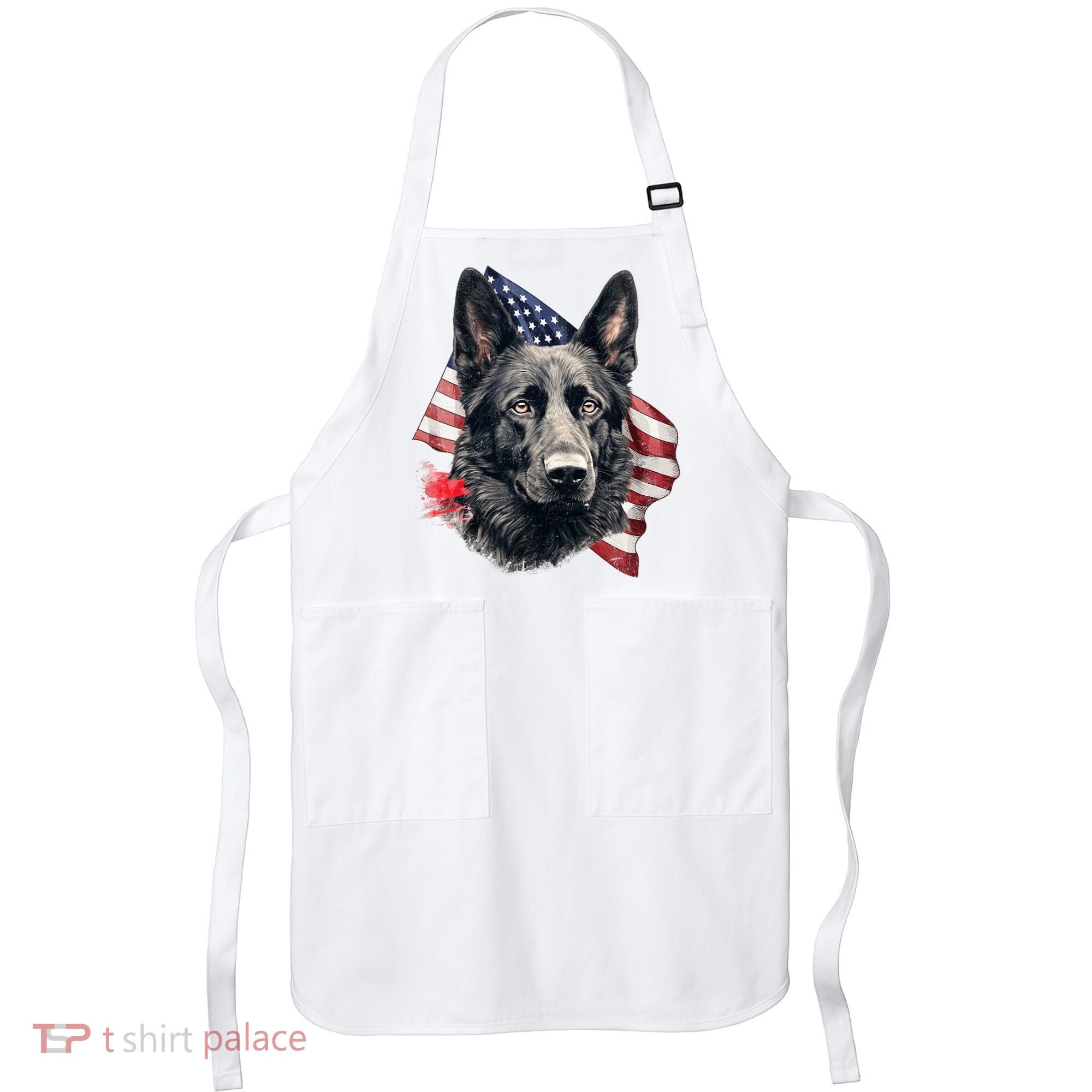 Black German Shepherd 4th Of July Dog Lover American Flag Apron