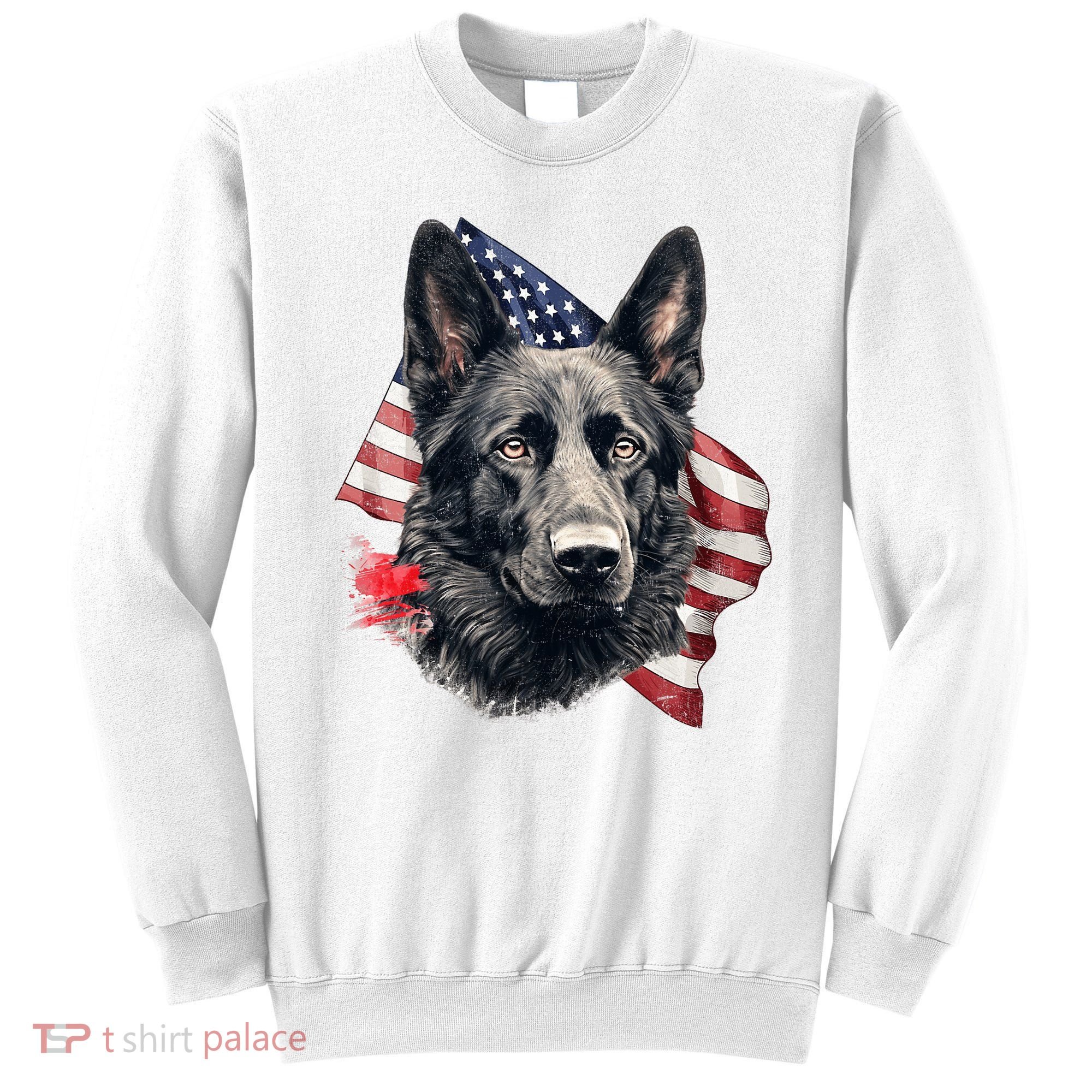 Black German Shepherd 4th Of July Dog Lover American Flag Sweatshirt