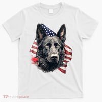 Black German Shepherd 4th Of July Dog Lover American Flag T-Shirt thumb 0