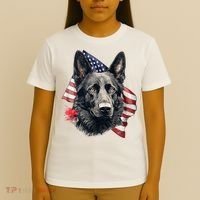 Black German Shepherd 4th Of July Dog Lover American Flag T-Shirt thumb 4