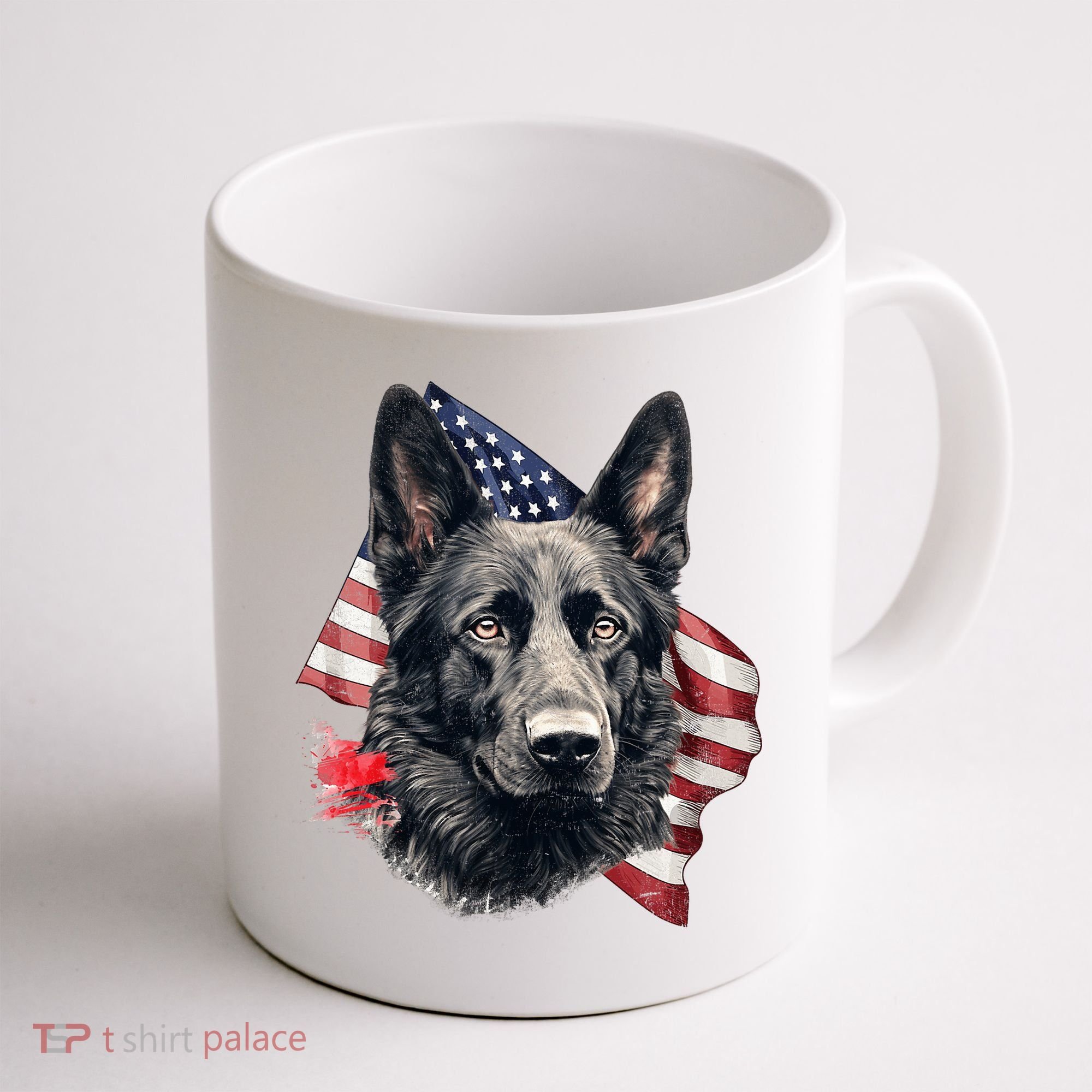 Black German Shepherd 4th Of July Dog Lover American Flag Coffee Mug