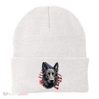 Black German Shepherd 4th Of July Dog Lover American Flag Beanie thumb 0