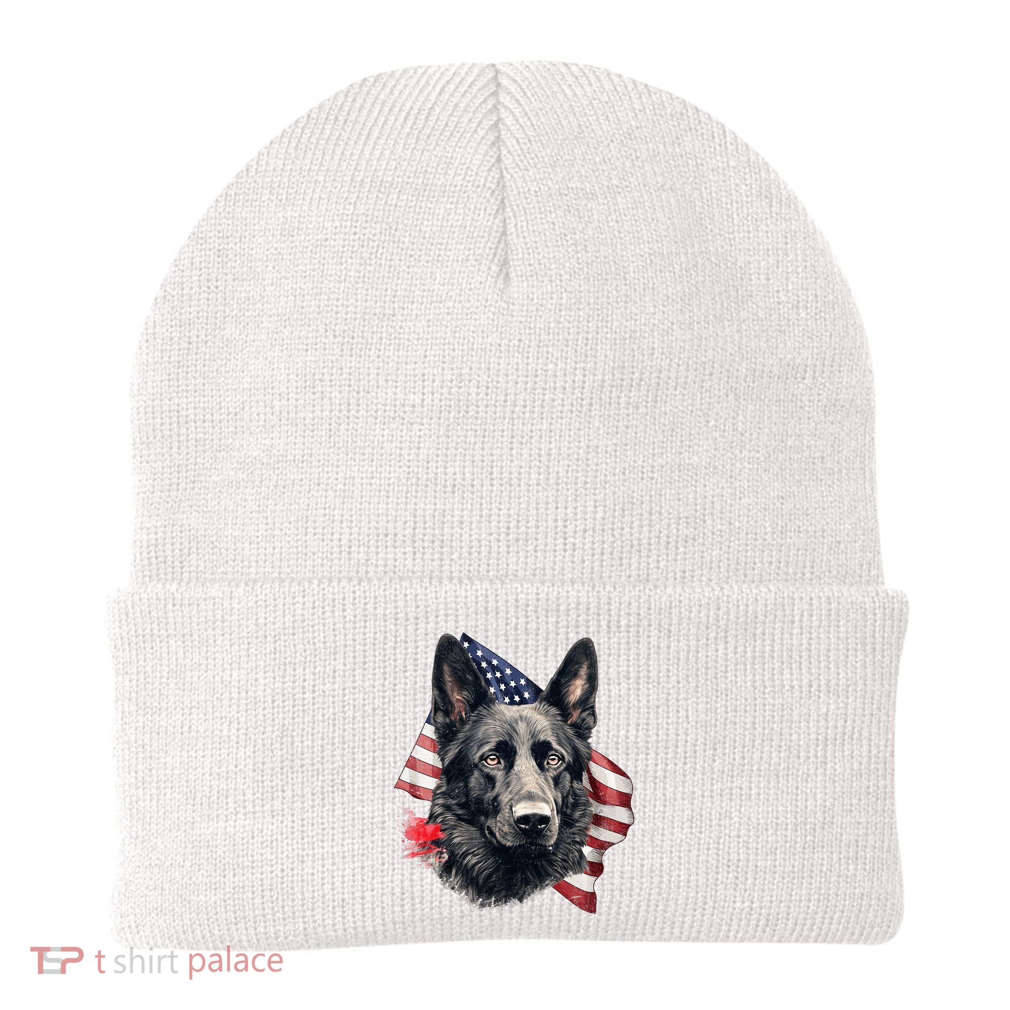 Black German Shepherd 4th Of July Dog Lover American Flag Beanie
