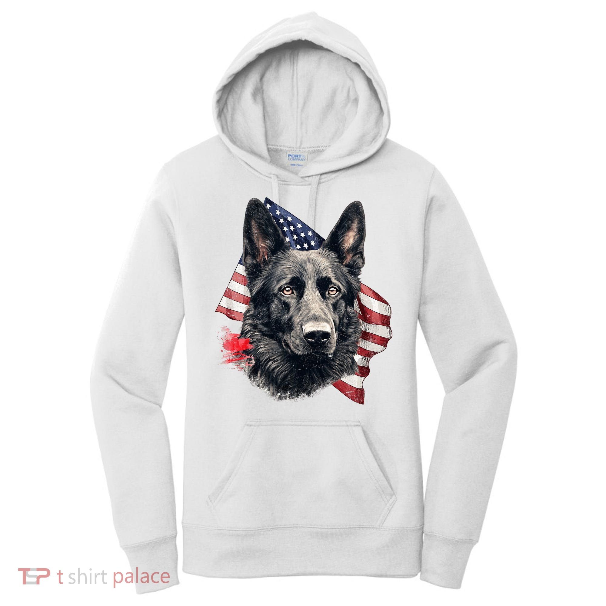 Black German Shepherd 4th Of July Dog Lover American Flag Women's Hoodie
