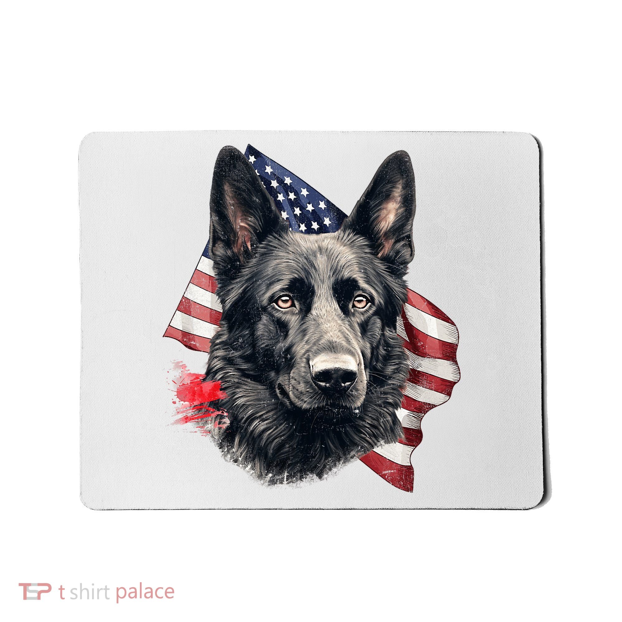 Black German Shepherd 4th Of July Dog Lover American Flag Mousepad