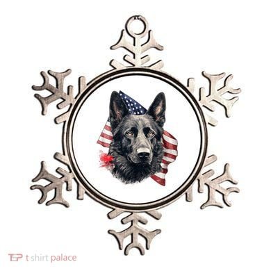 Black German Shepherd 4th Of July Dog Lover American Flag Ornament