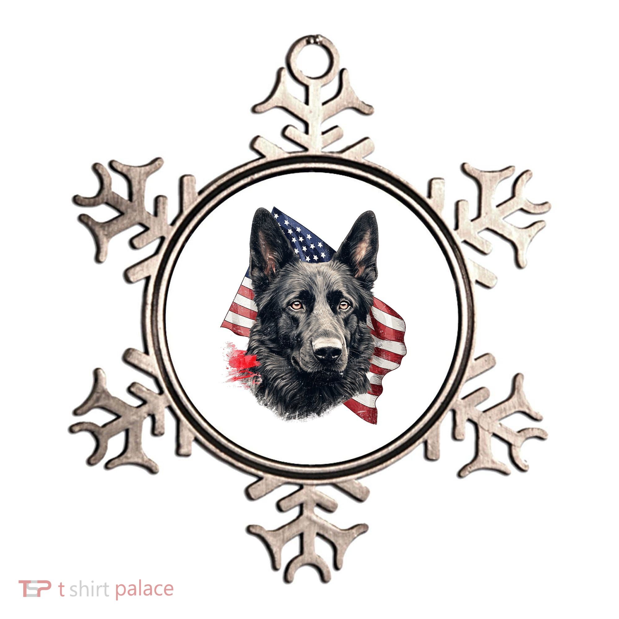Black German Shepherd 4th Of July Dog Lover American Flag Ornament