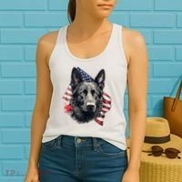 Black German Shepherd 4th Of July Dog Lover American Flag Women's Tank Top thumb 2