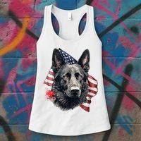 Black German Shepherd 4th Of July Dog Lover American Flag Women's Tank Top thumb 3