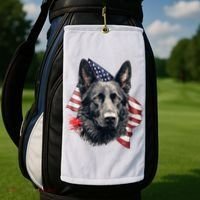 Black German Shepherd 4th Of July Dog Lover American Flag Golf Towel thumb 2
