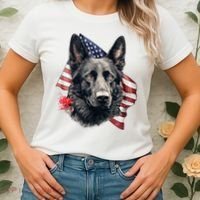Black German Shepherd 4th Of July Dog Lover American Flag Women's T-Shirt thumb 2