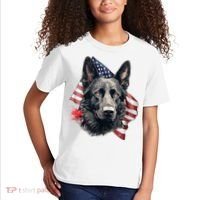Black German Shepherd 4th Of July Dog Lover American Flag Kids T-Shirt thumb 2