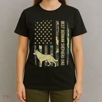 Best German Shepherd Dog Dad Camouflage American Flag T-Shirt thumb 4