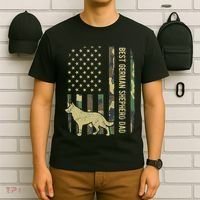 Best German Shepherd Dog Dad Camouflage American Flag T-Shirt thumb 6