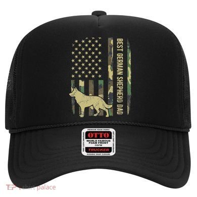 Best German Shepherd Dog Dad Camouflage American Flag Hat
