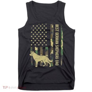 Best German Shepherd Dog Dad Camouflage American Flag Tank Top