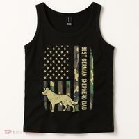Best German Shepherd Dog Dad Camouflage American Flag Tank Top thumb 2